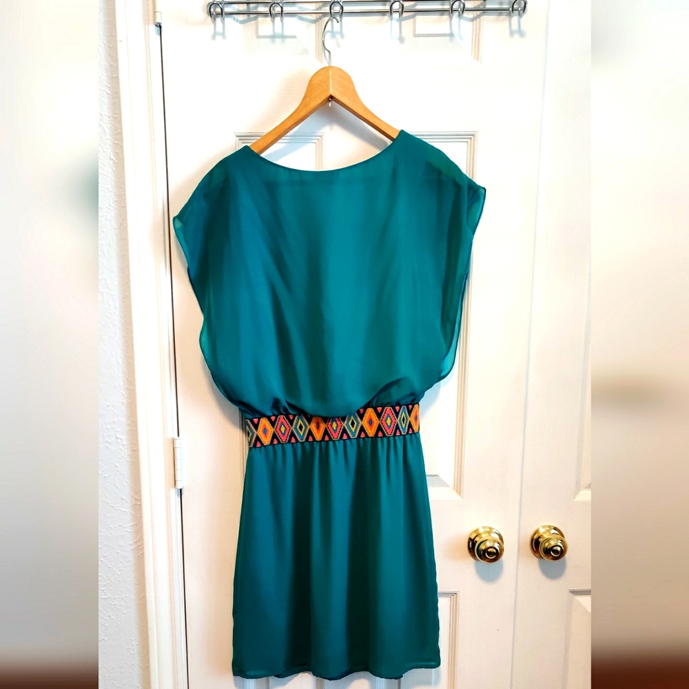 Women's Turquoise Casual Dress (Medium Size)